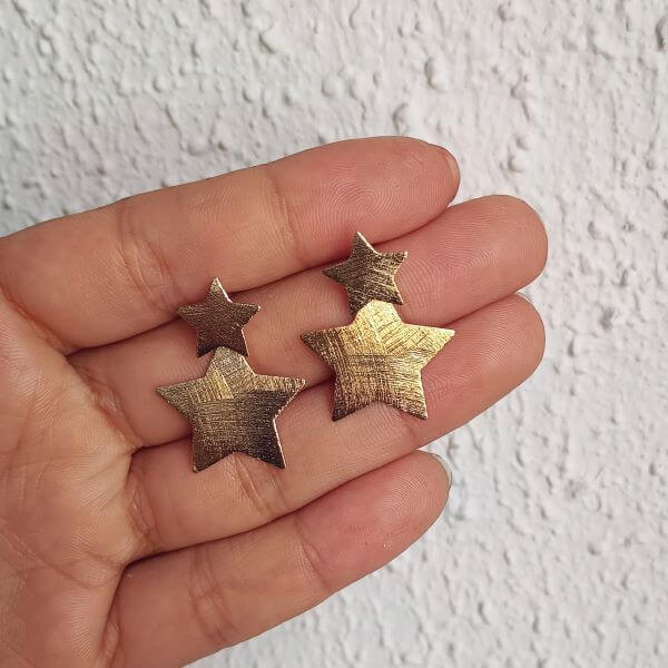 Aros Maxi Estrellas Enchape Oro