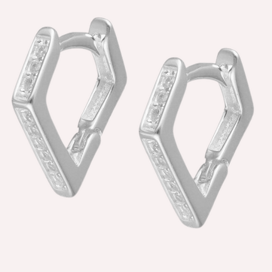 Argollas Huggies geométricas - Plata 925 y circones