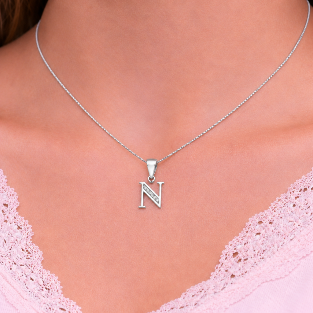 Collar Inicial N - Plata 925