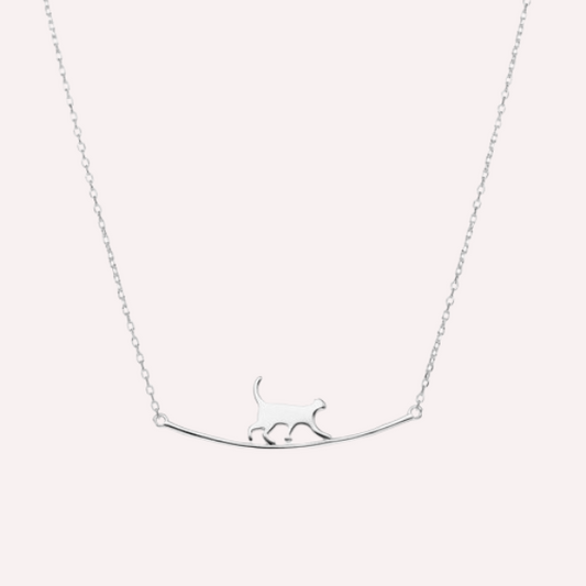 Collar gato en movimiento- Plata 925