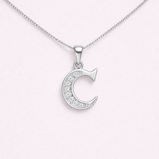 Collar Inicial C - Plata 925 y circones