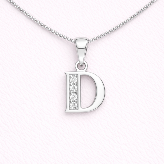 Collar Inicial D - Plata 925 con Circones