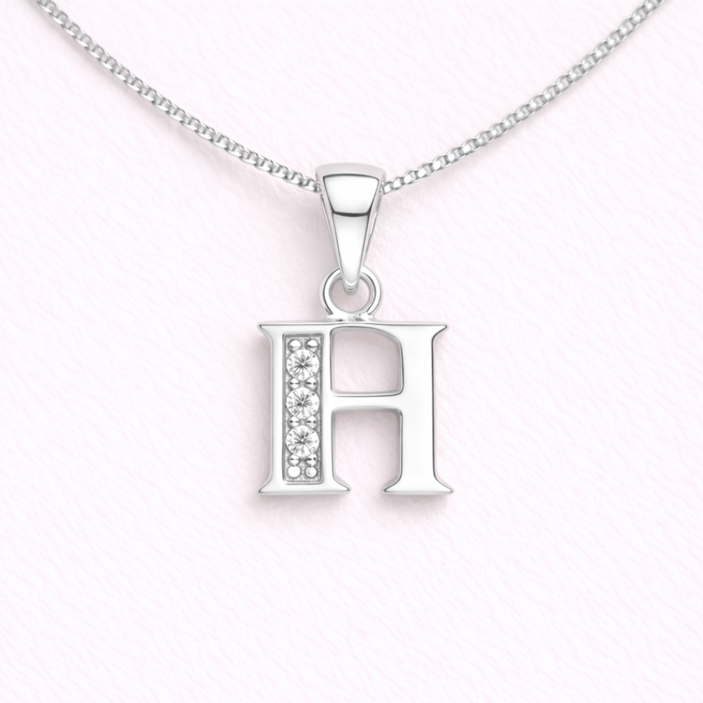 Collar Inicial H - Plata 925 y Circones