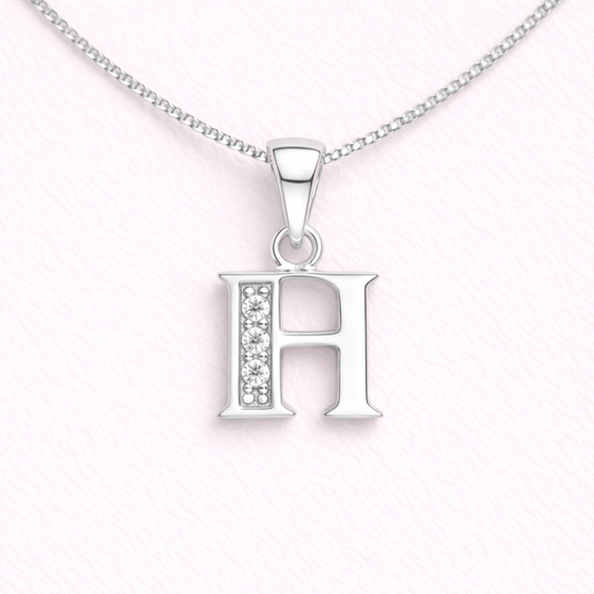 Collar Inicial H - Plata 925 y Circones
