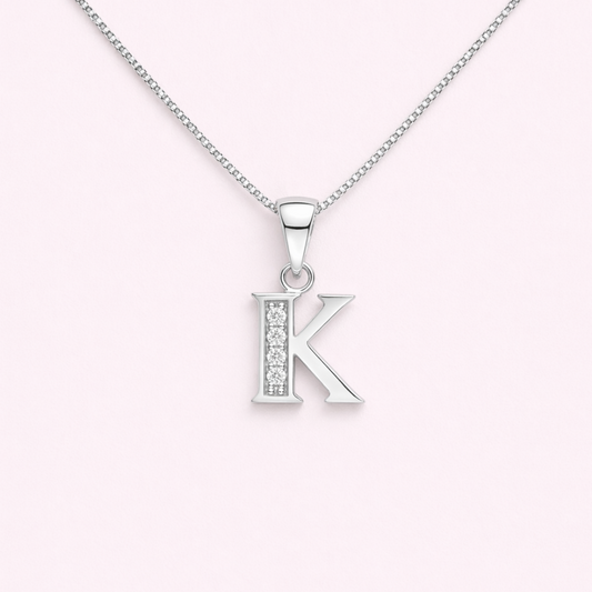 Collar Inicial K - Plata 925