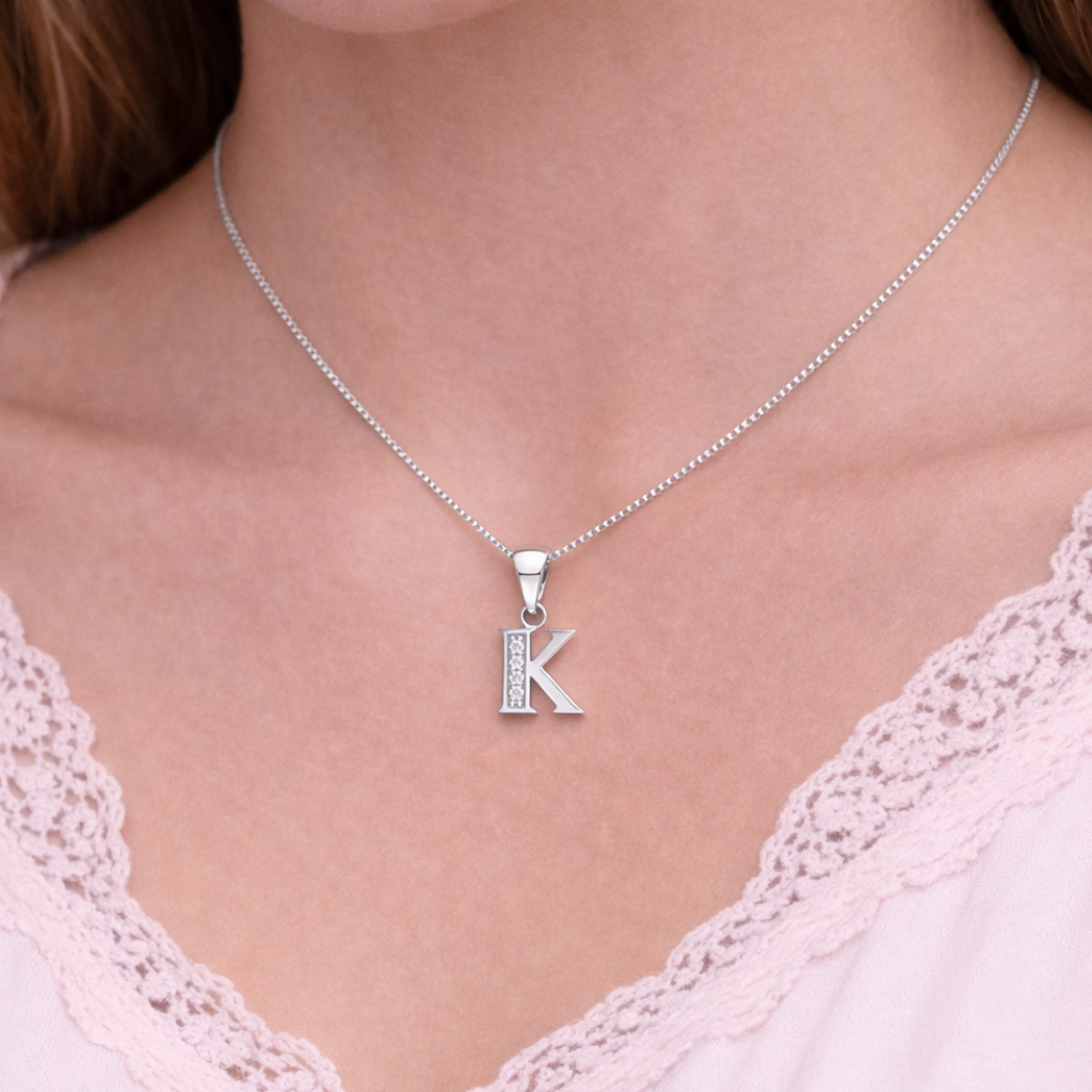 Collar Inicial K - Plata 925
