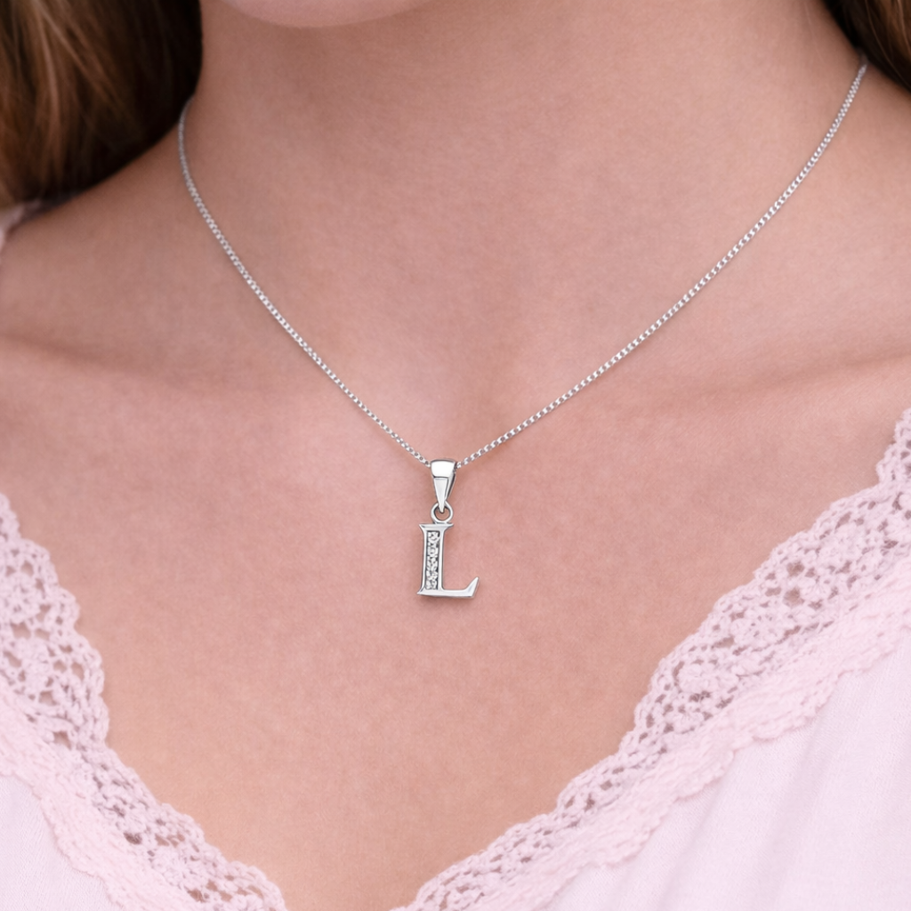 Collar Inicial L - Plata 925 con circones