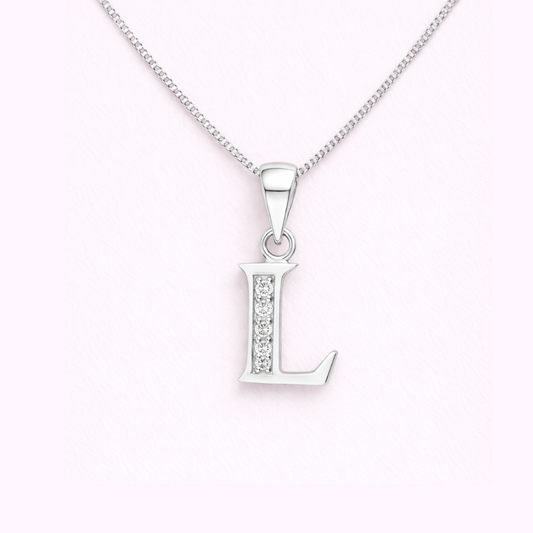 Collar Inicial L - Plata 925 con circones