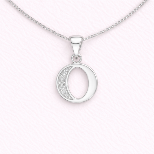 Collar Inicial O - Plata 925 y circones