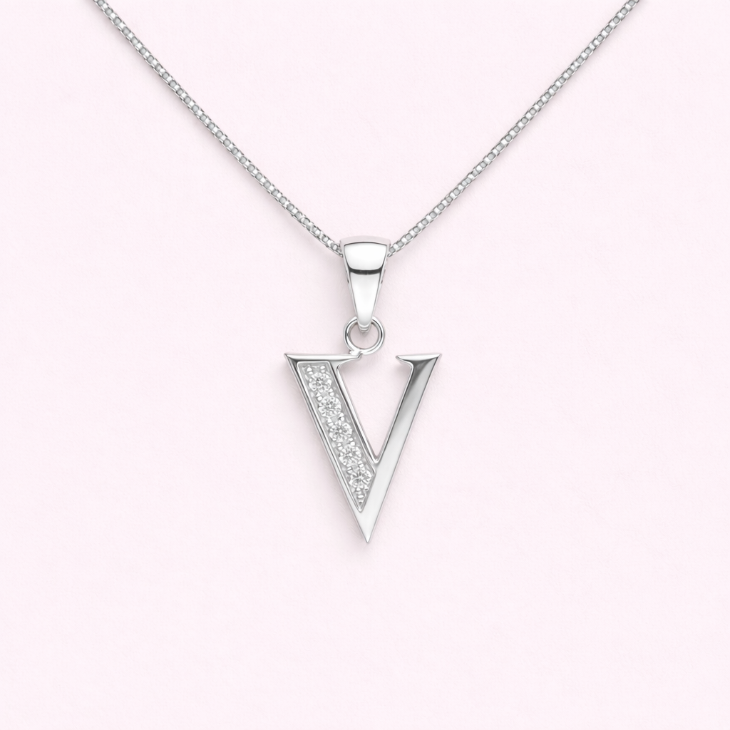 Collar Inicial V - Plata 925 con circones