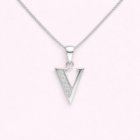Collar Inicial V - Plata 925 con circones