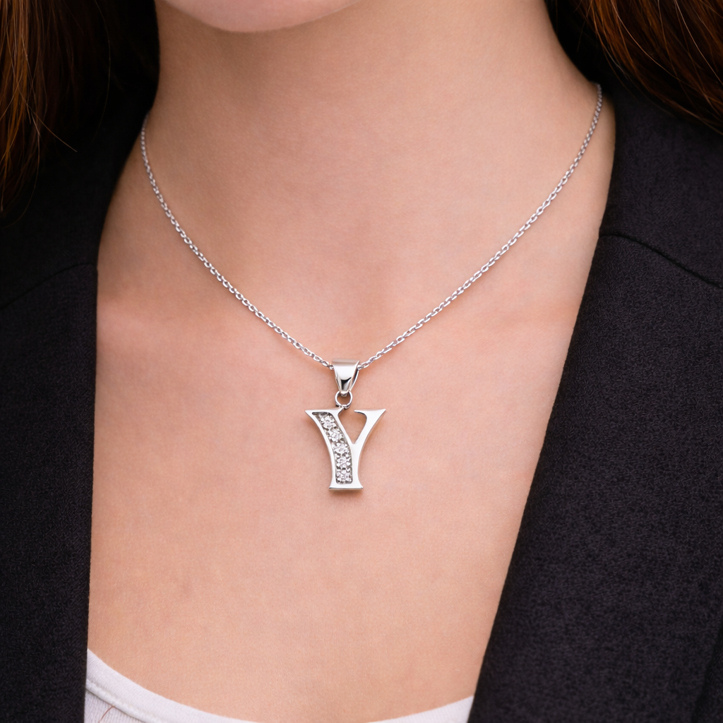 Collar Inicial Y - Plata 925 y circones