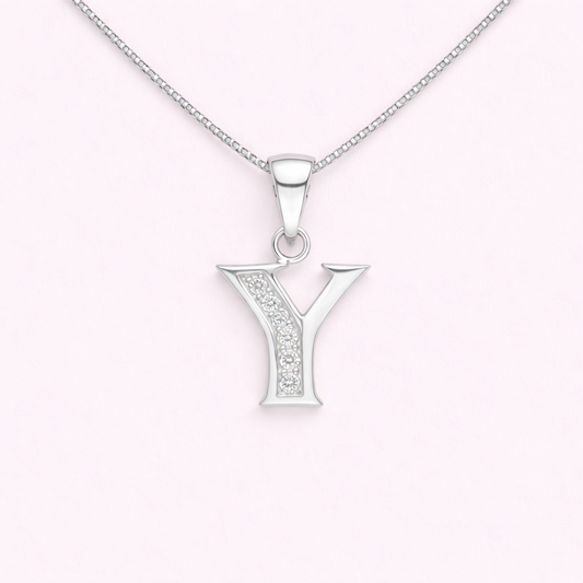 Collar Inicial Y - Plata 925 y circones