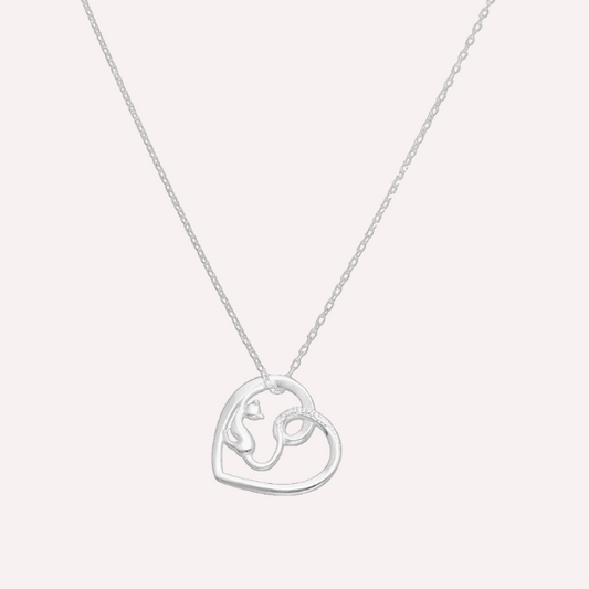 Collar Gato y Corazón - Plata 925