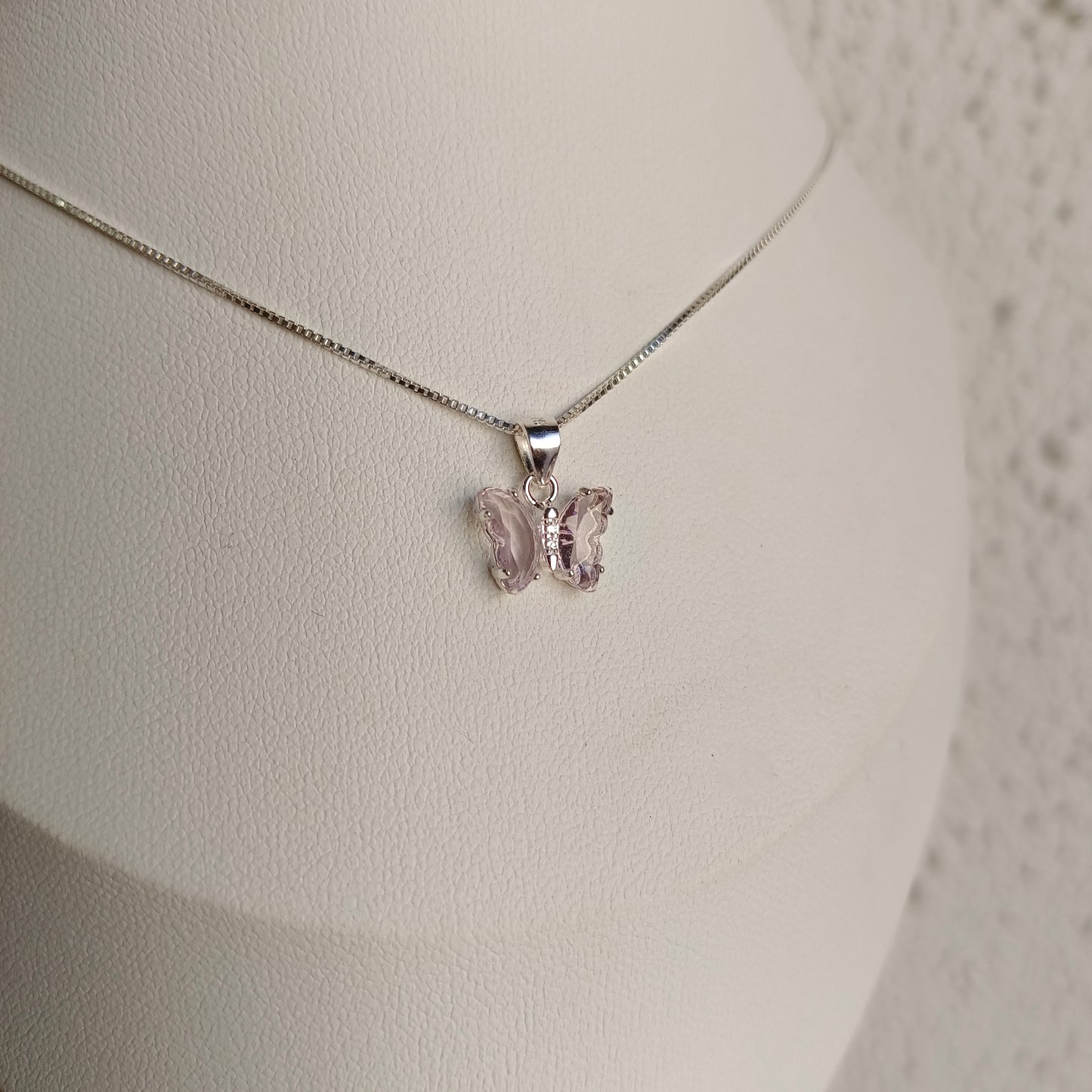 Collar Mariposa Rosa - Plata 925