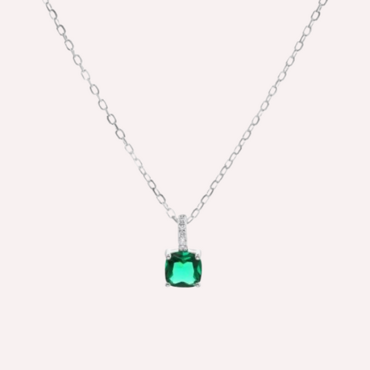 Collar Punto de Luz Circón Esmeralda - Plata 925