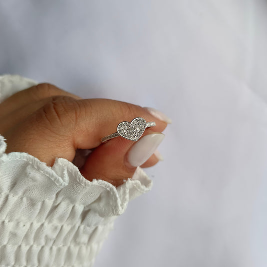Anillo Corazón con Circones - Plata 925