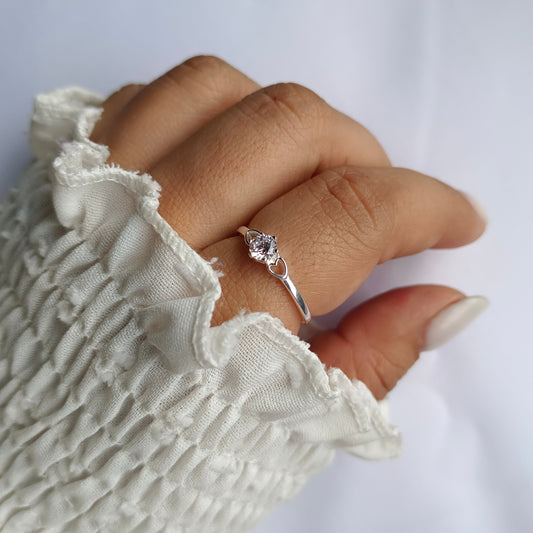 Anillo doble Corazón con Circón - Plata 925