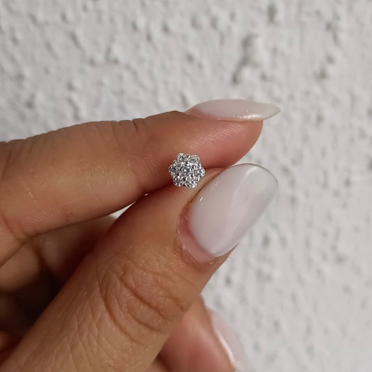 Piercing Flor Brillante - Plata 925