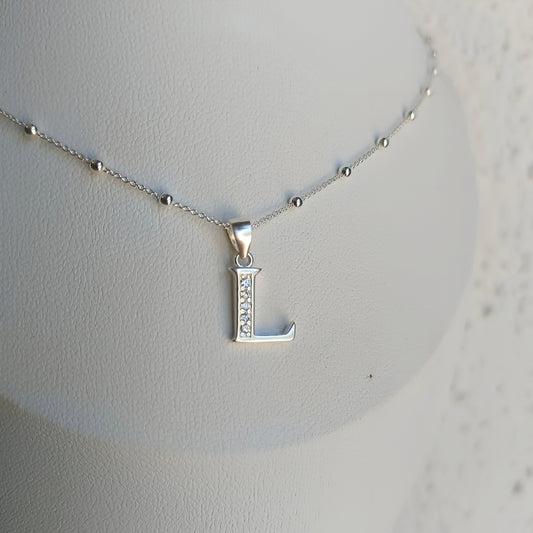 Collar Inicial L - Plata 925 con circones