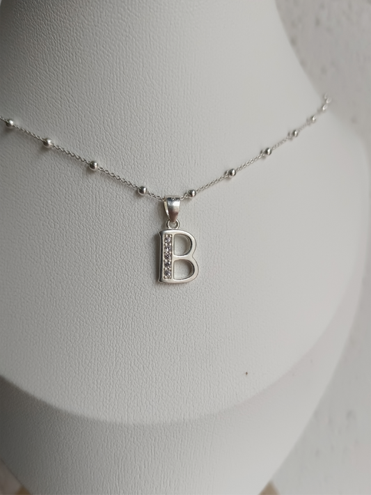 Collar Inicial B - Plata 925 con circones