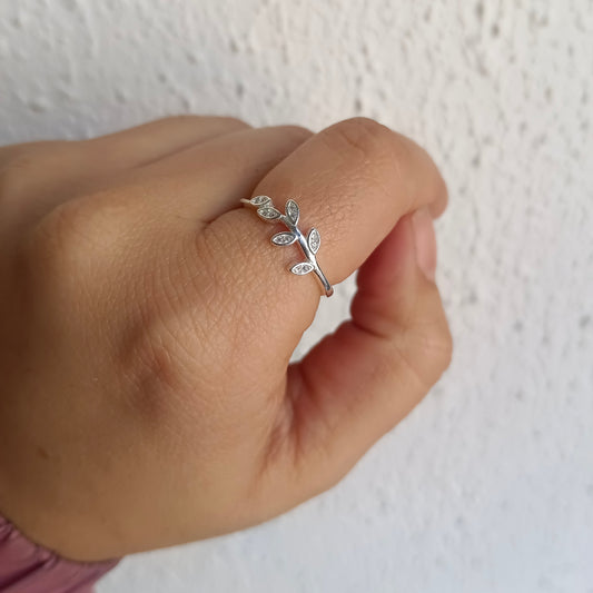 Anillo espigas brillantes - Plata 925