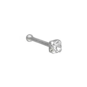 Piercing Nariz con circón 2 mm - Plata 925 y tope de seguridad