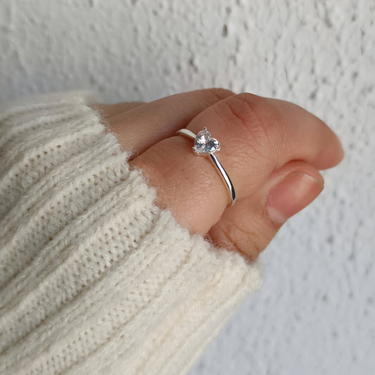 Anillo Corazón Shiny – Plata 925 con Circón