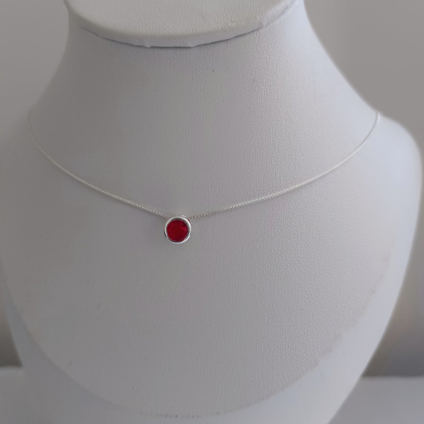 Collar Punto de Luz Rojo - Plata 925