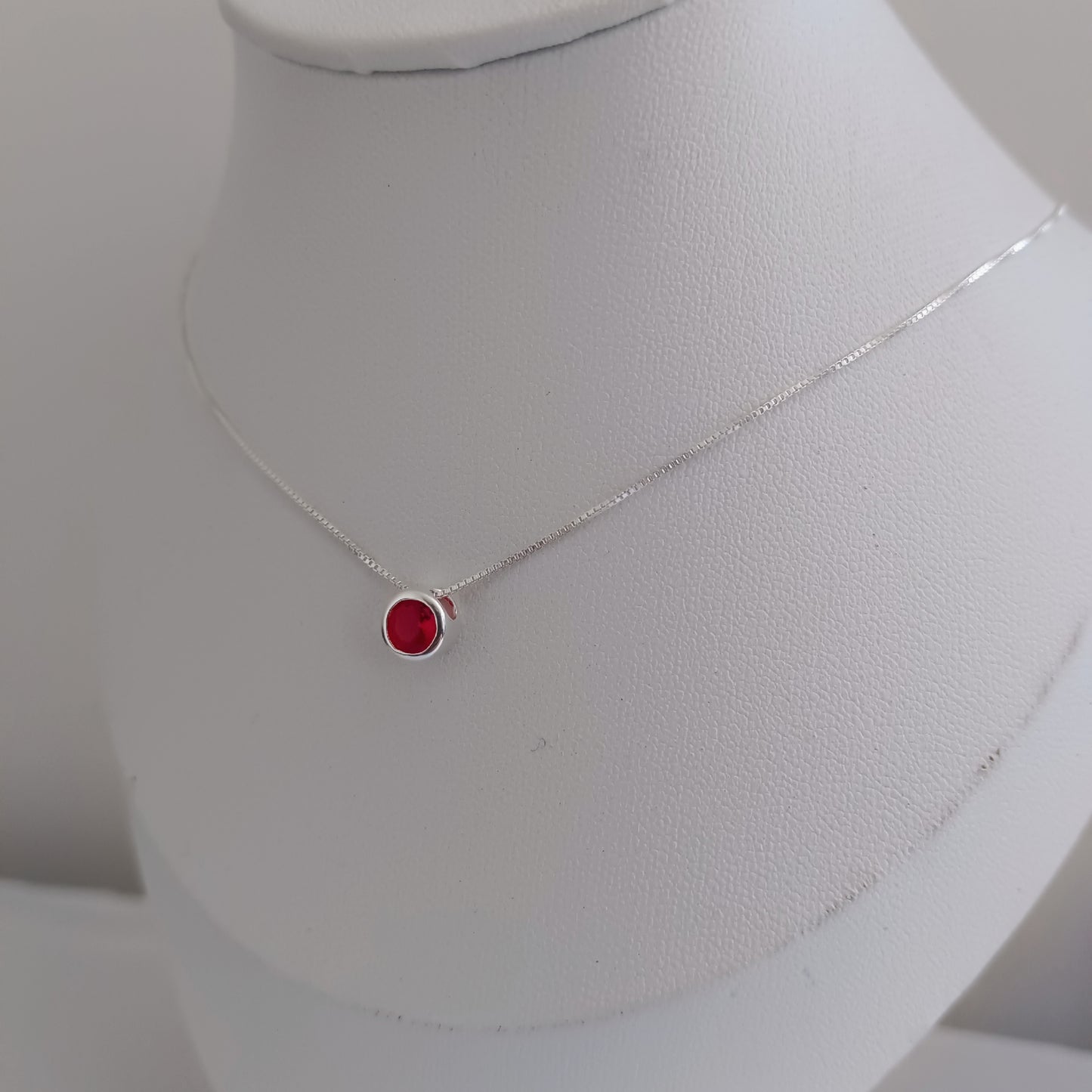 Collar Punto de Luz Rojo - Plata 925