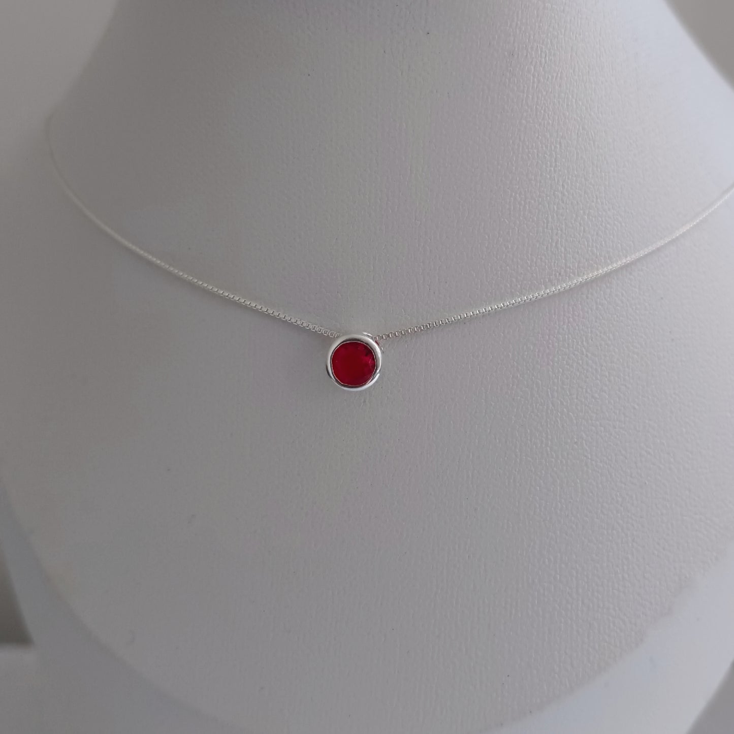 Collar Punto de Luz Rojo - Plata 925
