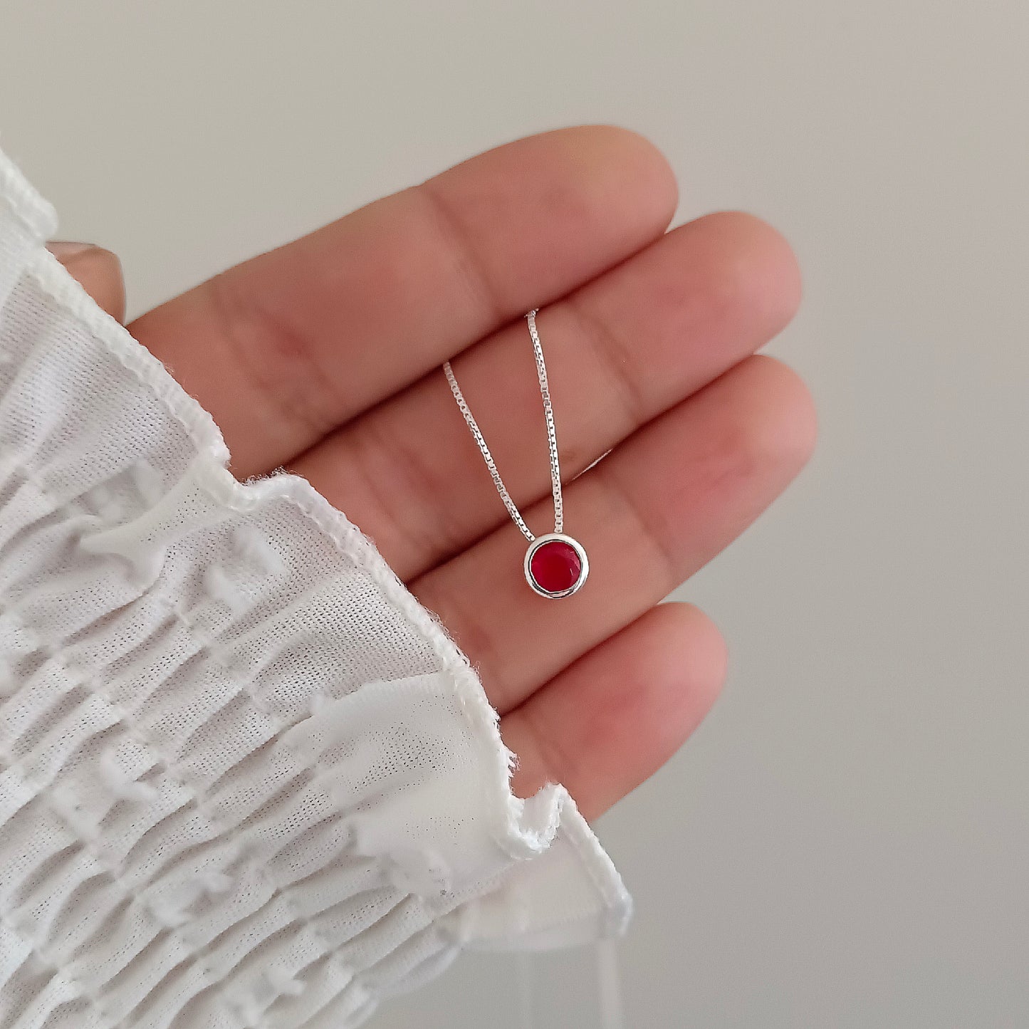 Collar Punto de Luz Rojo - Plata 925