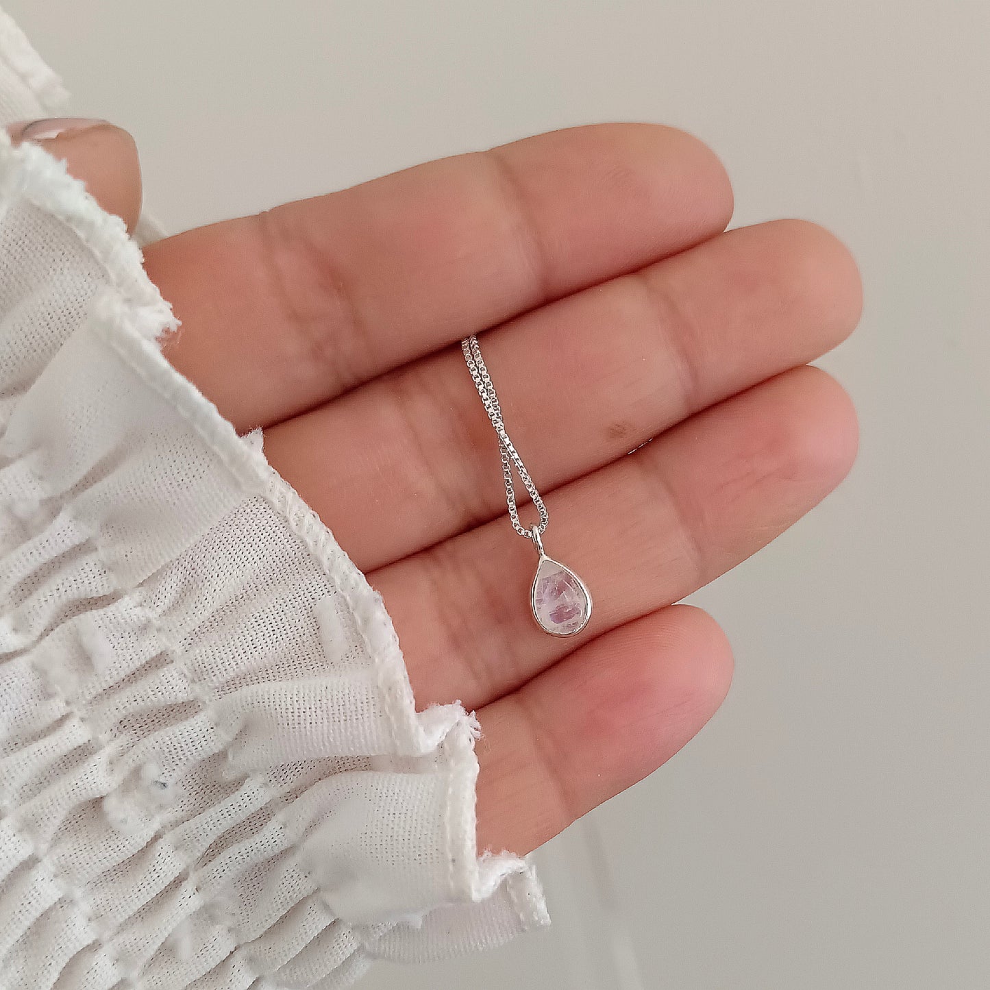 Collar Gota Piedra Luna - Plata 925