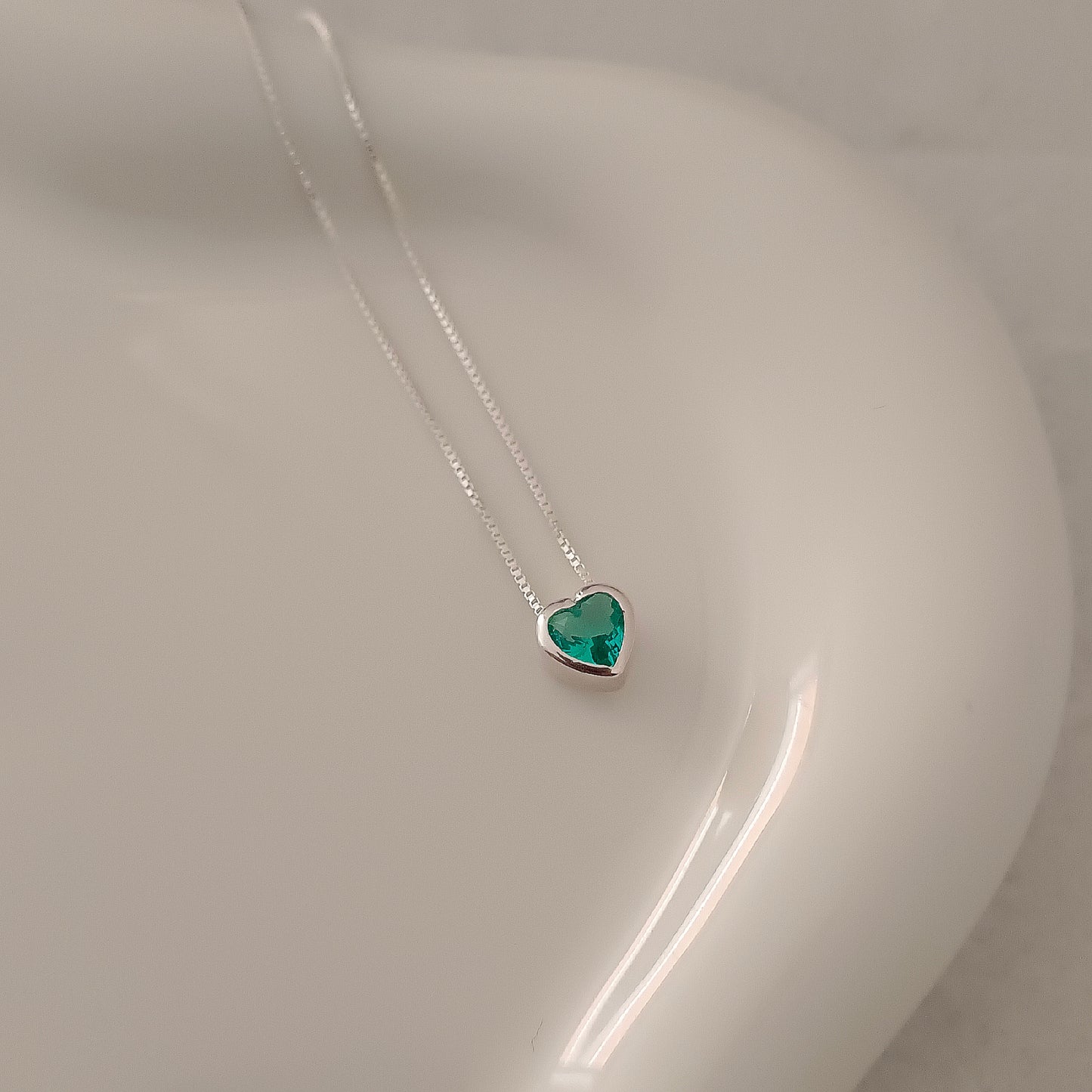 Collar Heart Green - Plata 925