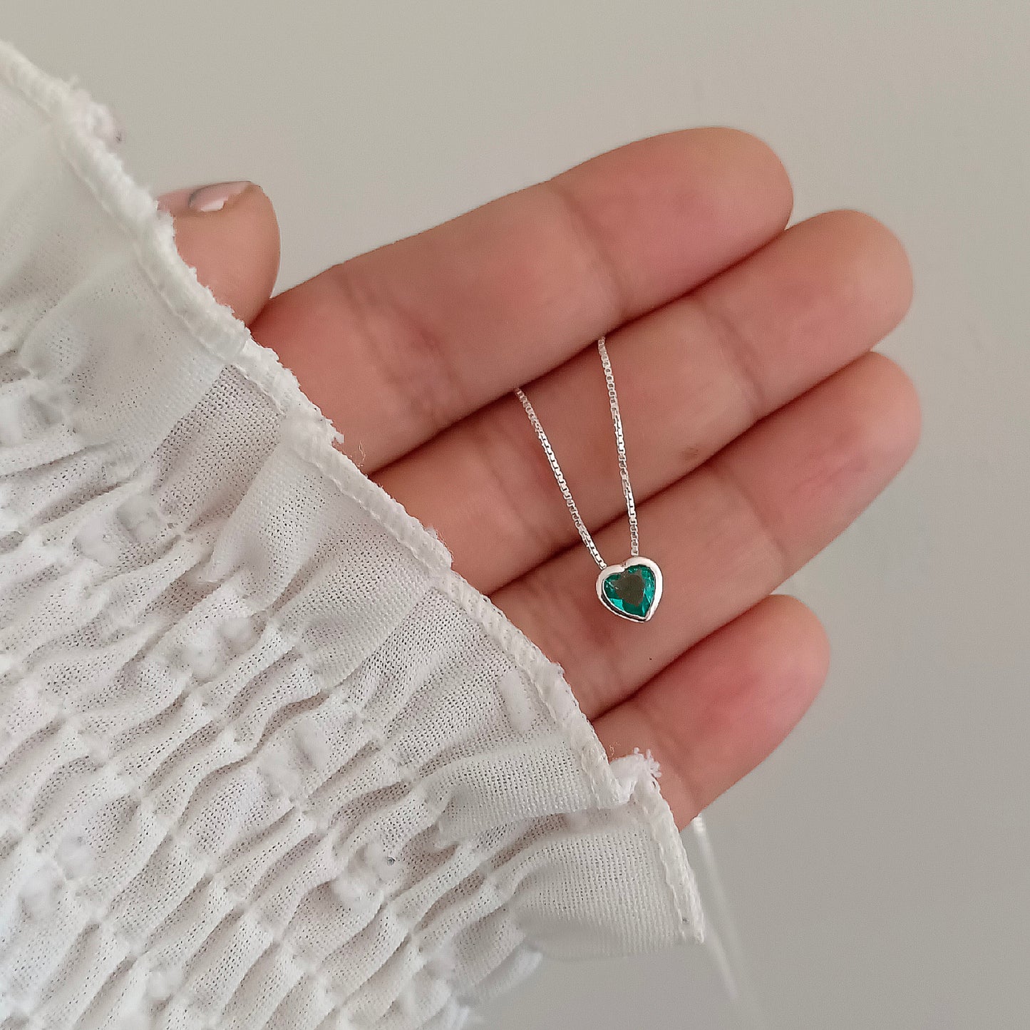 Collar Heart Green - Plata 925