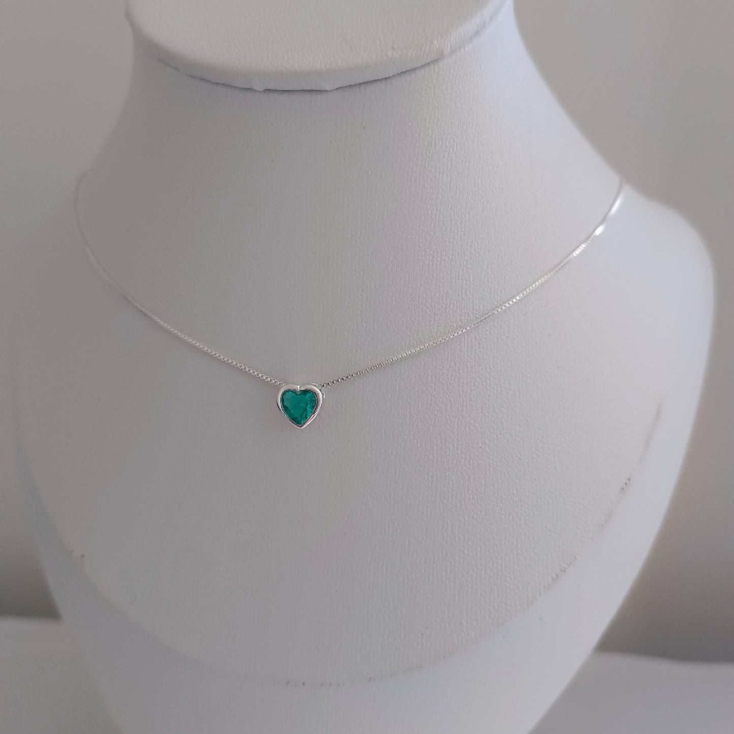 Collar Heart Green - Plata 925