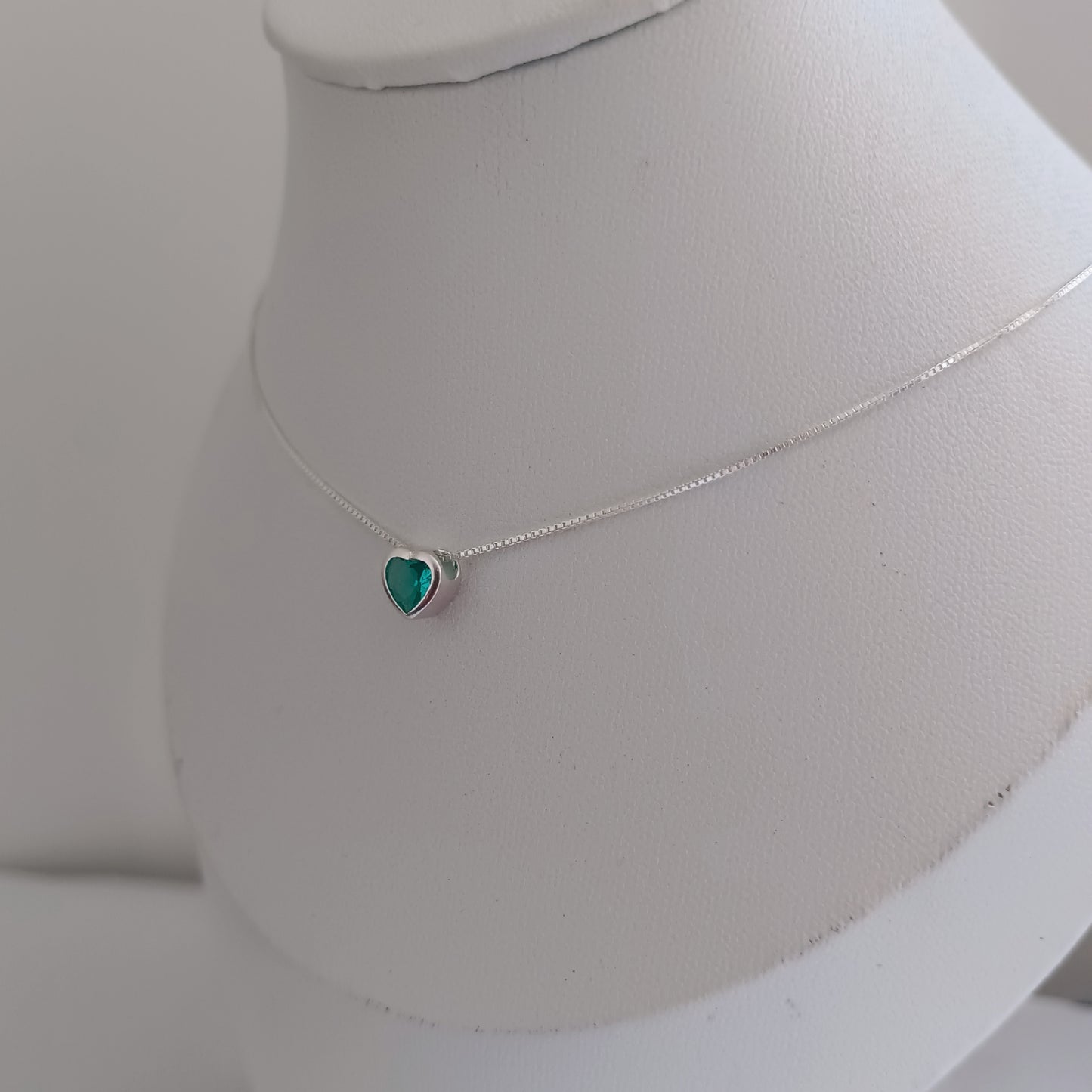 Collar Heart Green - Plata 925