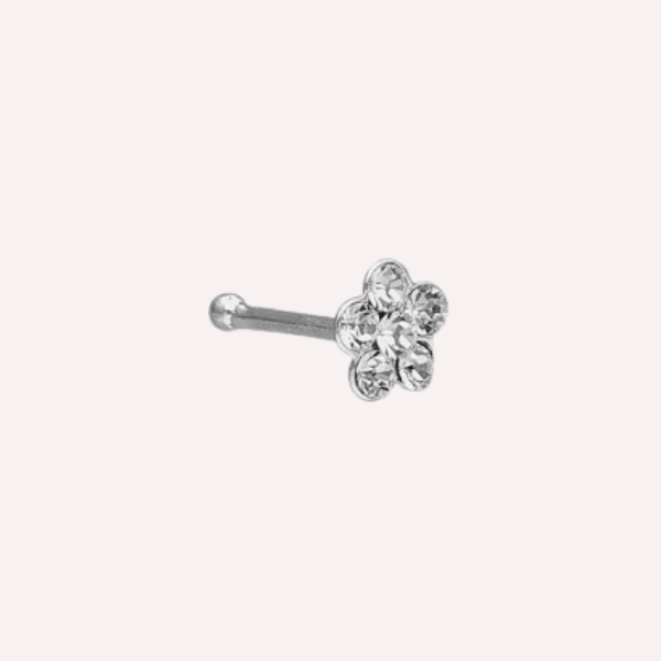 Piercing Nariz Flor con circones - Plata 925