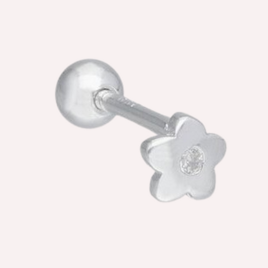 Aro Flor Delicada – Plata 925 con Tope Redondo