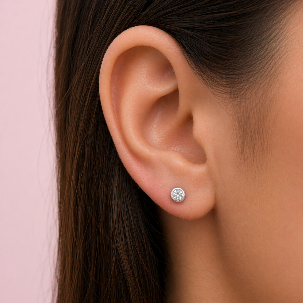 Piercing Circón Tope Plano - Plata 925