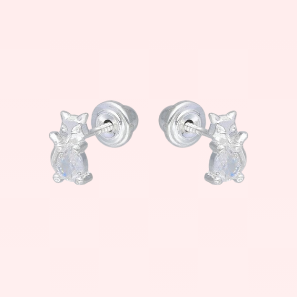 Aros de gatito con circones – Plata 925