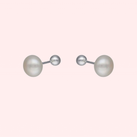 Aros perla 7 mm - Plata 925 y seguro para niñas
