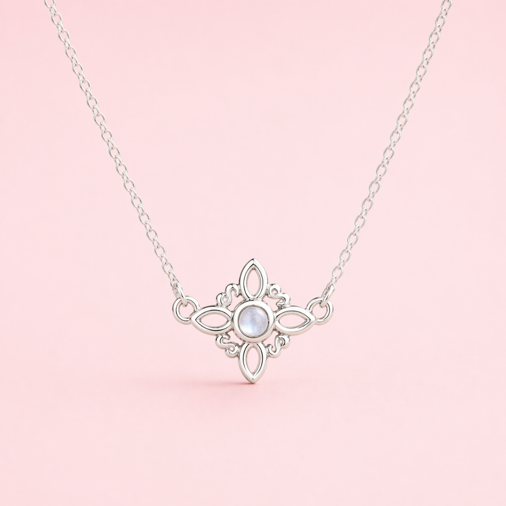 Collar Nudo de Bruja con Piedra Luna - Plata 925
