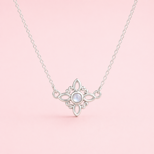 Collar Nudo de Bruja con Piedra Luna - Plata 925