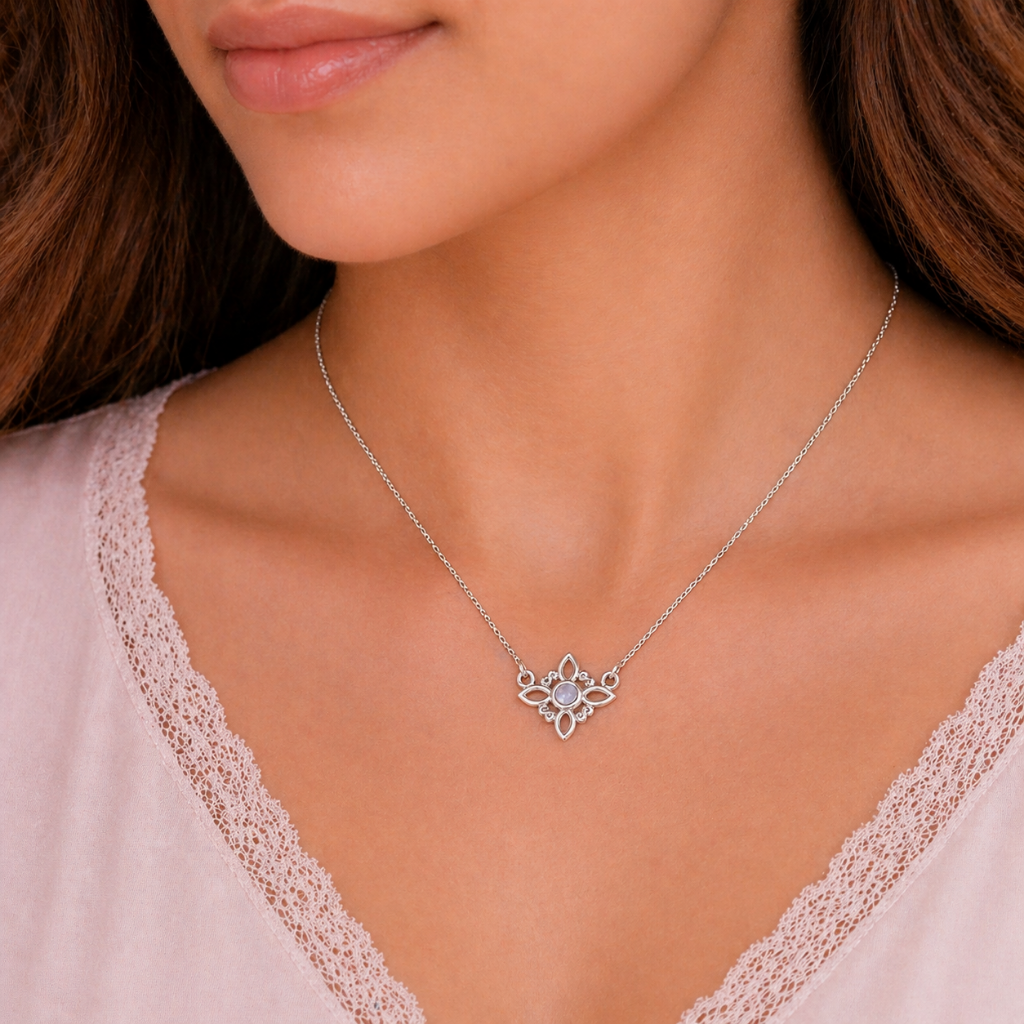 Collar Nudo de Bruja con Piedra Luna - Plata 925