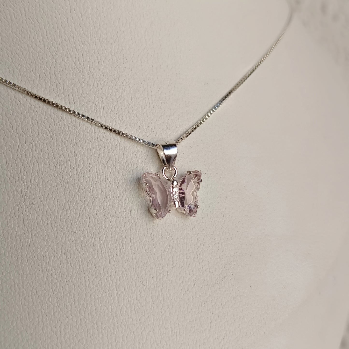 Collar Mariposa Rosa - Plata 925