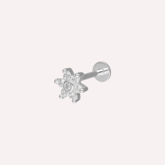 Piercing Flor tope plano - Plata 925