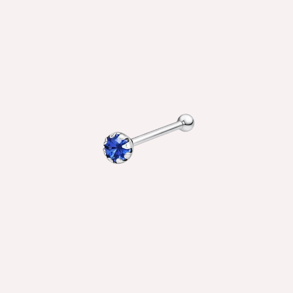 Piercing Nariz Brillo Azul — Plata 925