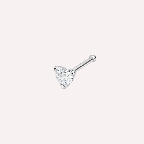 Piercing Nariz Corazón con Brillo — Plata 925