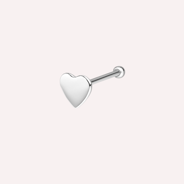 Piercing nariz Corazón con tope - Plata Ley 925